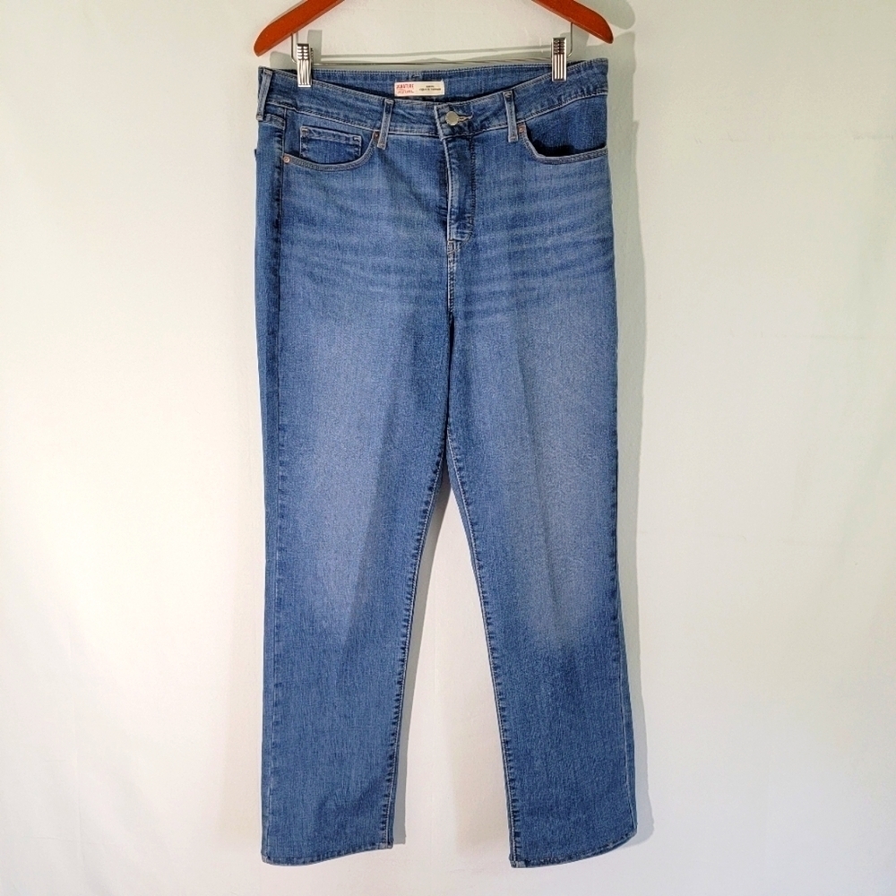 LEVI'S Shaping High-Rise Straight Jeans Women Plus Sz 14 W32 Med Washed Stretch